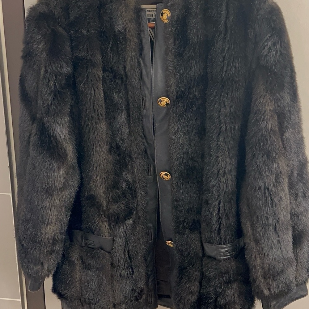Marvin Richards Black Teddy Jacket with Gold Accents
